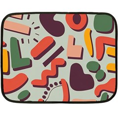 Shapes In Retro Colors On A Green Background Fleece Blanket (mini) by LalyLauraFLM