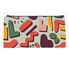 Shapes In Retro Colors On A Green Background Pencil Case by LalyLauraFLM