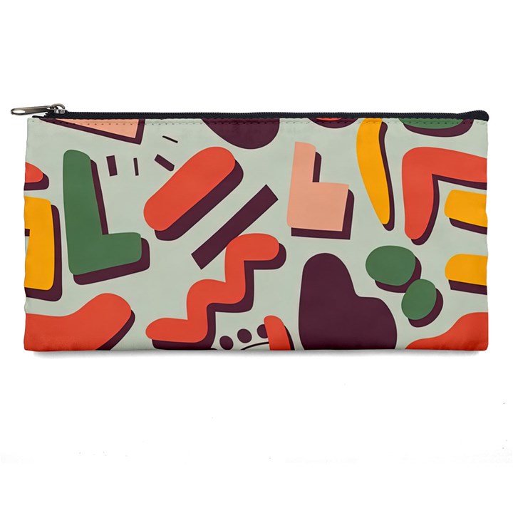 Shapes In Retro Colors On A Green Background Pencil Case