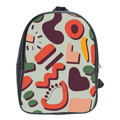 Shapes In Retro Colors On A Green Background School Bag (large) by LalyLauraFLM