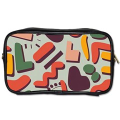 Shapes In Retro Colors On A Green Background Toiletries Bag (one Side) by LalyLauraFLM