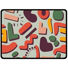 Shapes In Retro Colors On A Green Background Fleece Blanket (large) by LalyLauraFLM