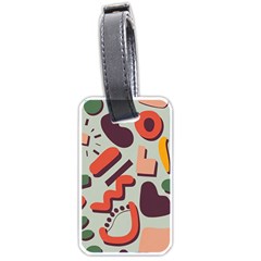 Shapes In Retro Colors On A Green Background Luggage Tag (one Side) by LalyLauraFLM