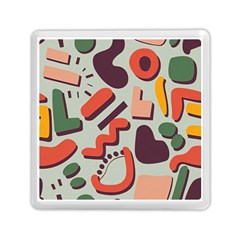 Shapes In Retro Colors On A Green Background Memory Card Reader (square) by LalyLauraFLM