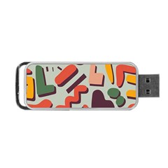 Shapes In Retro Colors On A Green Background Portable Usb Flash (two Sides) by LalyLauraFLM