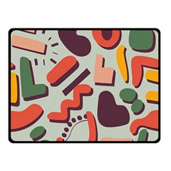 Shapes In Retro Colors On A Green Background Two Sides Fleece Blanket (small) by LalyLauraFLM