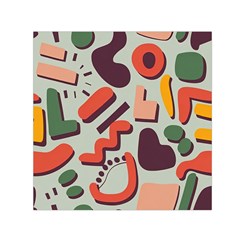 Shapes In Retro Colors On A Green Background Square Satin Scarf (30  X 30 ) by LalyLauraFLM