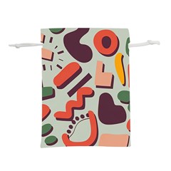 Shapes In Retro Colors On A Green Background Lightweight Drawstring Pouch (s) by LalyLauraFLM