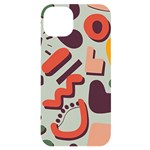 Shapes In Retro Colors On A Green Background iPhone 14 Plus Black UV Print Case Front