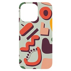 Shapes In Retro Colors On A Green Background Iphone 14 Pro Max Black Uv Print Case by LalyLauraFLM