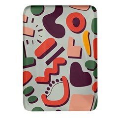 Shapes In Retro Colors On A Green Background Rectangular Glass Fridge Magnet (4 Pack) by LalyLauraFLM