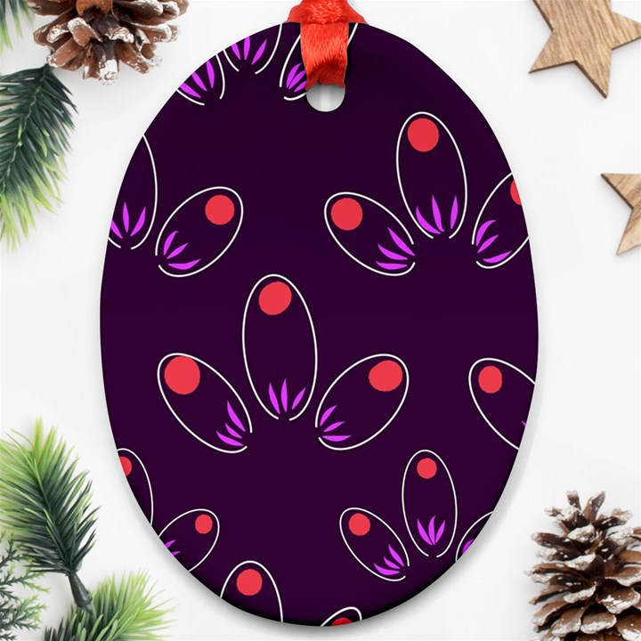 Petal Dot Seamless Pattern Oval Ornament (Two Sides)