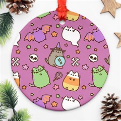 Pusheen Cat Round Ornament (two Sides)