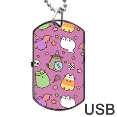 Pusheen Cat Dog Tag Usb Flash (two Sides) by Pakjumat