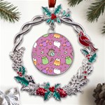 Pusheen Cat Metal X mas Wreath Holly leaf Ornament Front