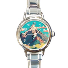 Mountain Mount Fuji Round Italian Charm Watch