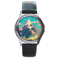 Mountain Mount Fuji Round Metal Watch