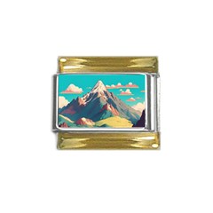 Mountain Mount Fuji Gold Trim Italian Charm (9mm) by Pakjumat