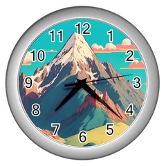 Mountain Mount Fuji Wall Clock (silver)