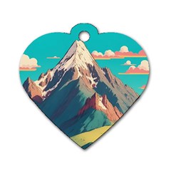 Mountain Mount Fuji Dog Tag Heart (one Side) by Pakjumat