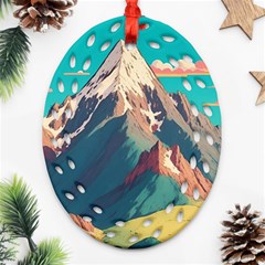 Mountain Mount Fuji Oval Filigree Ornament (two Sides) by Pakjumat