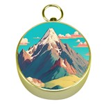 Mountain Mount Fuji Gold Compasses Front