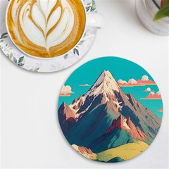 Mountain Mount Fuji Uv Print Round Tile Coaster by Pakjumat