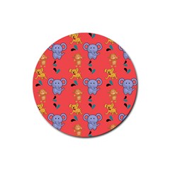 Elephant Monkey Dog Cartoon Rubber Coaster (round) by Pakjumat