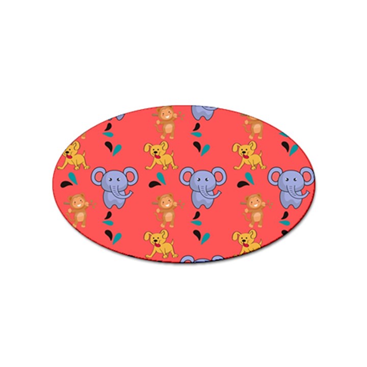 Elephant Monkey Dog Cartoon Sticker Oval (10 pack)