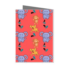 Elephant Monkey Dog Cartoon Mini Greeting Cards (pkg Of 8) by Pakjumat