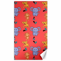 Elephant Monkey Dog Cartoon Canvas 40  X 72  by Pakjumat