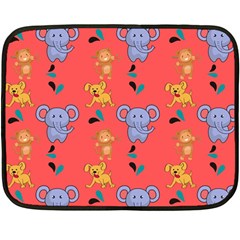 Elephant Monkey Dog Cartoon Fleece Blanket (mini) by Pakjumat