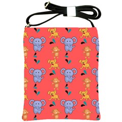 Elephant Monkey Dog Cartoon Shoulder Sling Bag by Pakjumat