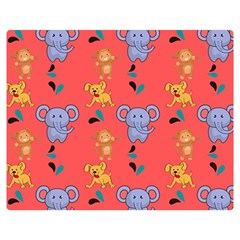 Elephant Monkey Dog Cartoon Two Sides Premium Plush Fleece Blanket (medium) by Pakjumat