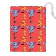 Elephant Monkey Dog Cartoon Drawstring Pouch (4xl) by Pakjumat