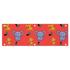 Elephant Monkey Dog Cartoon Banner And Sign 6  X 2  by Pakjumat