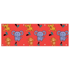 Elephant Monkey Dog Cartoon Banner And Sign 9  X 3  by Pakjumat