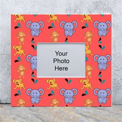 Elephant Monkey Dog Cartoon White Wall Photo Frame 5  X 7  by Pakjumat