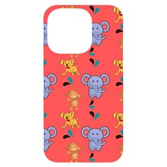 Elephant Monkey Dog Cartoon Iphone 14 Pro Black Uv Print Case by Pakjumat