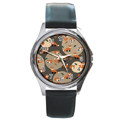 Fox Pattern Round Metal Watch by Pakjumat