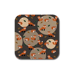 Fox Pattern Rubber Square Coaster (4 Pack)