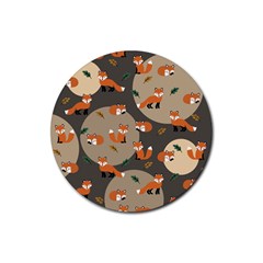 Fox Pattern Rubber Round Coaster (4 Pack)