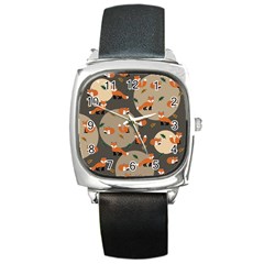 Fox Pattern Square Metal Watch