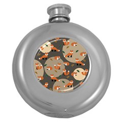 Fox Pattern Round Hip Flask (5 Oz) by Pakjumat