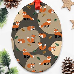 Fox Pattern Oval Ornament (two Sides) by Pakjumat