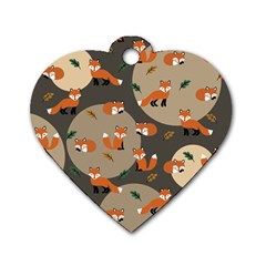 Fox Pattern Dog Tag Heart (two Sides)