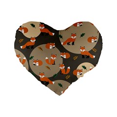 Fox Pattern Standard 16  Premium Heart Shape Cushions by Pakjumat