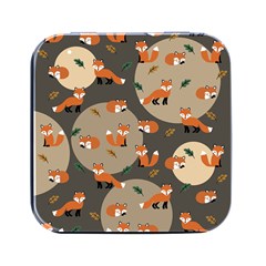 Fox Pattern Square Metal Box (black)