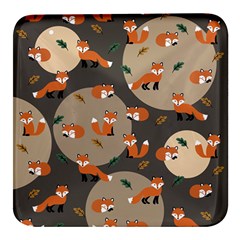 Fox Pattern Square Glass Fridge Magnet (4 Pack)