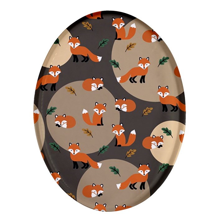 Fox Pattern Oval Glass Fridge Magnet (4 pack)